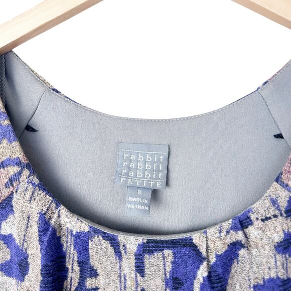 Rabbit Rabbit Rabbit Purple Printed 3/4 Sleeve Dress Sz 8 - Picture 2 of 5